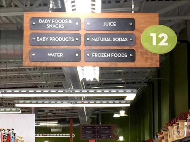 hanging grocery isle sign 